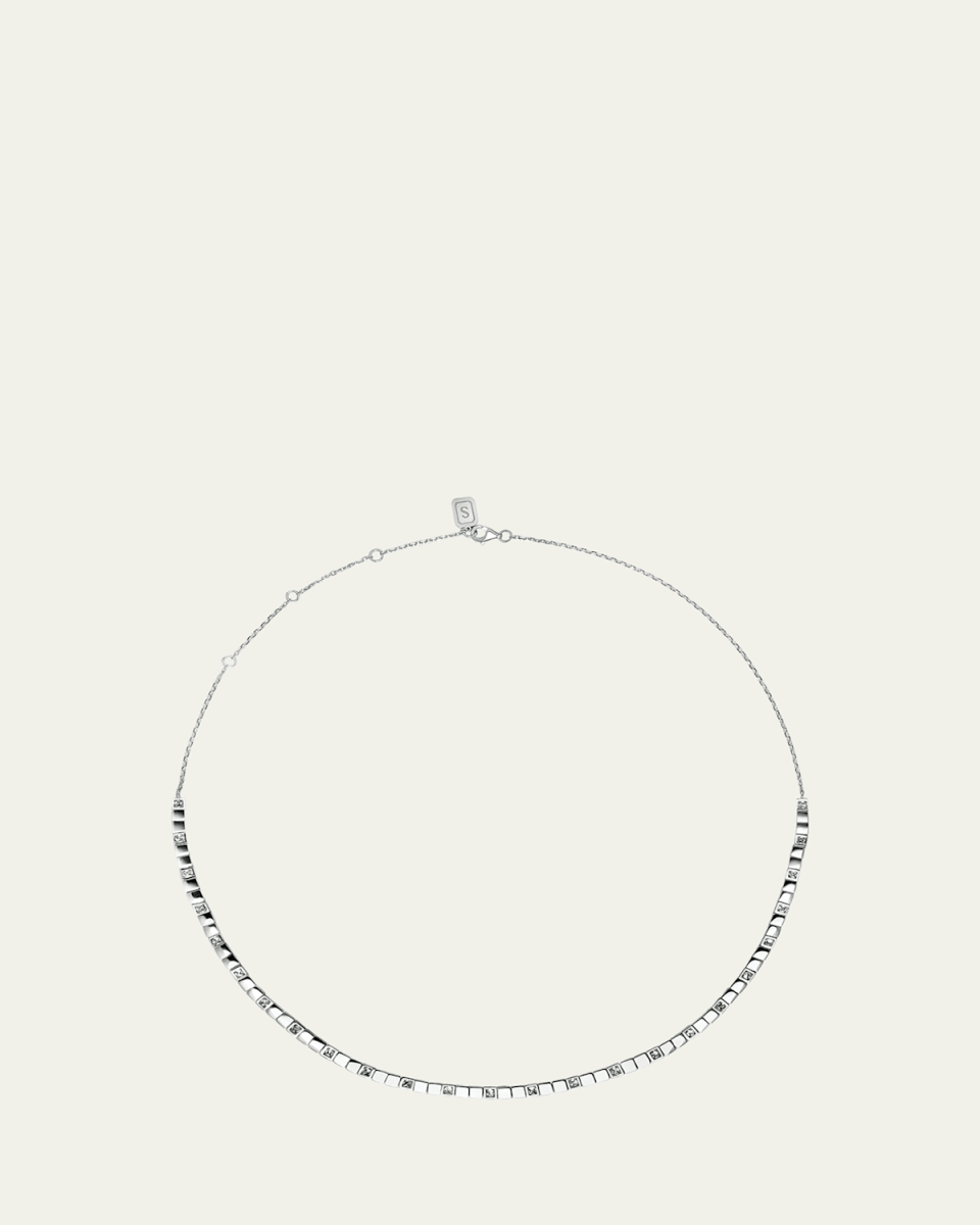 Be Spiked 18K White Gold Diamond Tennis Necklace